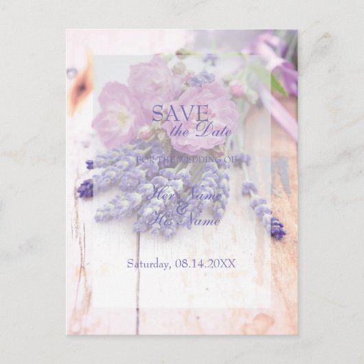 Wild Roos en lavender Summer Flower SAVE the Date Aankondigingskaart (Voorkant)