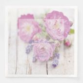 Wild Roos en lavender Summer Wedding Servet (Voorkant)