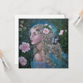 Wild roos faire vierkant wenskaart kaart (Voorkant / Achterkant in situ)