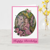 Wild roos fee met eenhoorn wenskaart kaart (Gele Bloem)