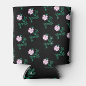 Wild Roos - Floral Pattern on Black Background Blikjeskoeler (Voorkant)