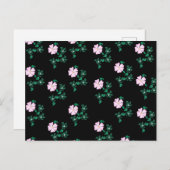 Wild Roos - Floral Pattern on Black Background Briefkaart (Voorkant / Achterkant)
