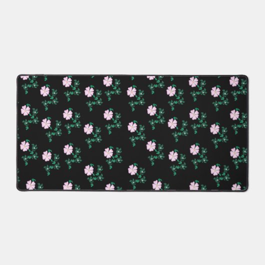 Wild Roos - Floral Pattern on Black Background Bureaumat (Voorkant)