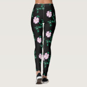 Wild Roos - Floral Pattern on Black Background Leggings (Achterkant)