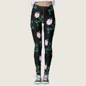 Wild Roos - Floral Pattern on Black Background Leggings (Voorkant)