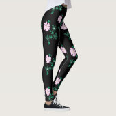 Wild Roos - Floral Pattern on Black Background Leggings (Rechts)