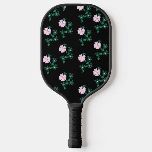 Wild Roos - Floral Pattern on Black Background Pickleball Paddle (Achterkant)