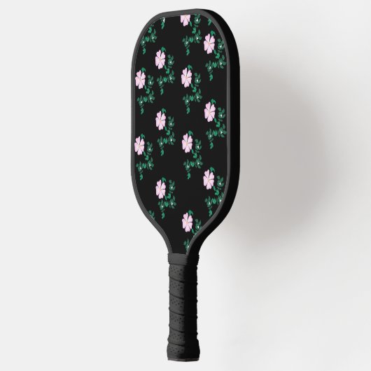 Wild Roos - Floral Pattern on Black Background Pickleball Paddle (Links)