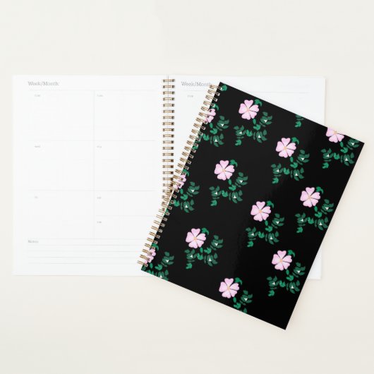 Wild Roos - Floral Pattern on Black Background Planner (Display)