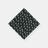 Wild Roos - Floral Pattern on Black Background Servet (Hoek)