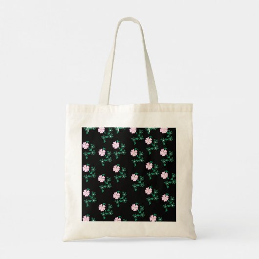 Wild Roos - Floral Pattern on Black Background Tote Bag (Achterkant)