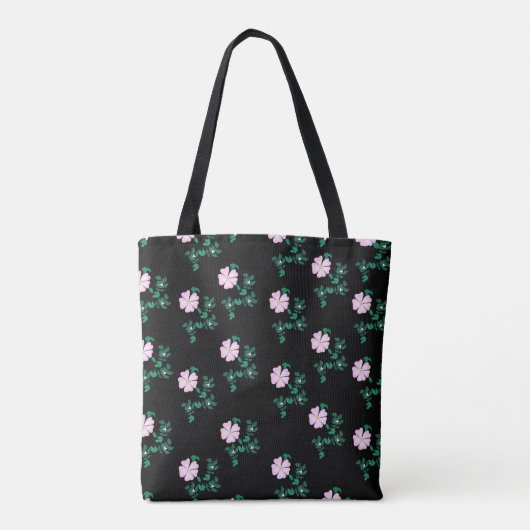 Wild Roos - Floral Pattern on Black Background Tote Bag (Achterkant)
