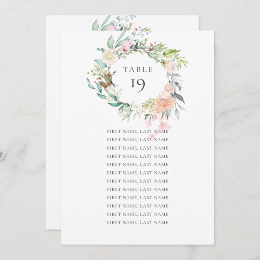 Wild Roos Garland Zitkaart Tafelnummer (Voorkant / Achterkant)