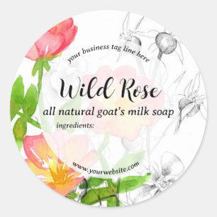 Wild Roos Handgemaakte Zeep Huidverzorging Product Ronde Sticker