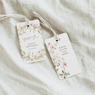 Wild Roos Kinder Eerste Verjaardag Cadeaulabel