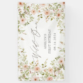 Wild Roos Kinder Eerste Verjaardag Spandoek (Verticaal)