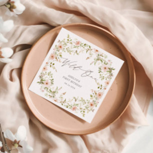 Wild Roos Kinder Eerste Verjaardagspapier Servet