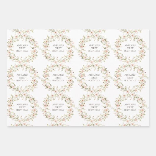 Wild Roos Kinderen Verjaardag Inpakpapier Vel (Voorkant)