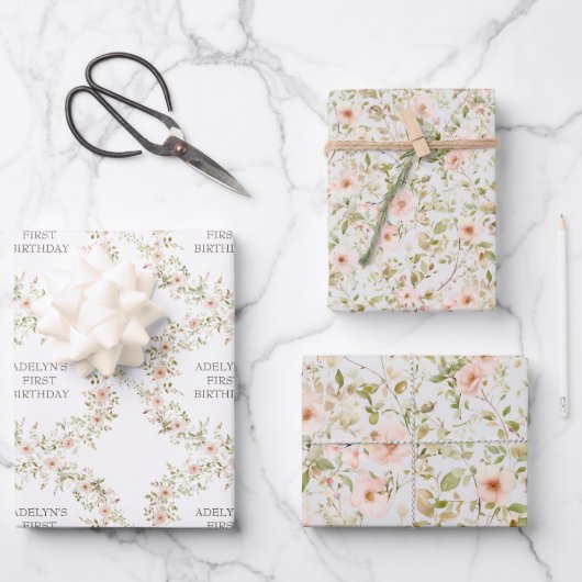 Wild Roos Kinderen Verjaardag Inpakpapier Vel (Voorkant)