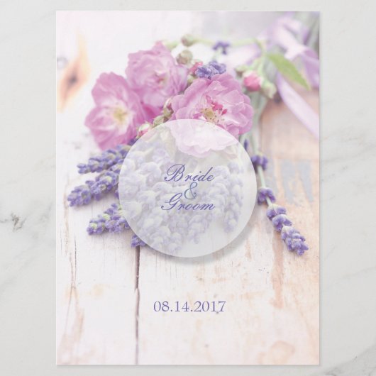 Wild Roos & Lavendel Zomer Bruiloft Menu (Achterkant)