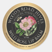 Wild Roos Lip Balm met Bee Black Gold Mini Label (Voorkant)