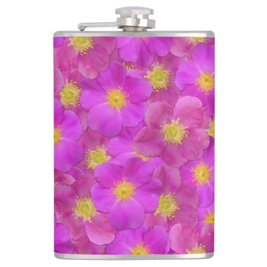 Wild Roos naadloos patroonpatroon Heupfles (Voorkant)