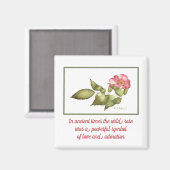 Wild roos roze waterverf bloemsymbool magneet (Voorkant / Achterkant)