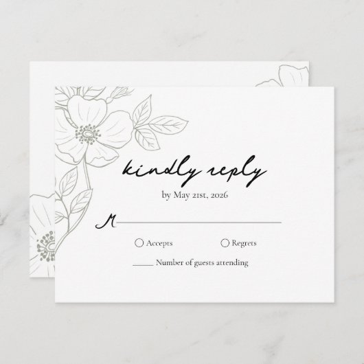 Wild Roos Sage Bruiloft RSVP Kaart (Voorkant / Achterkant)