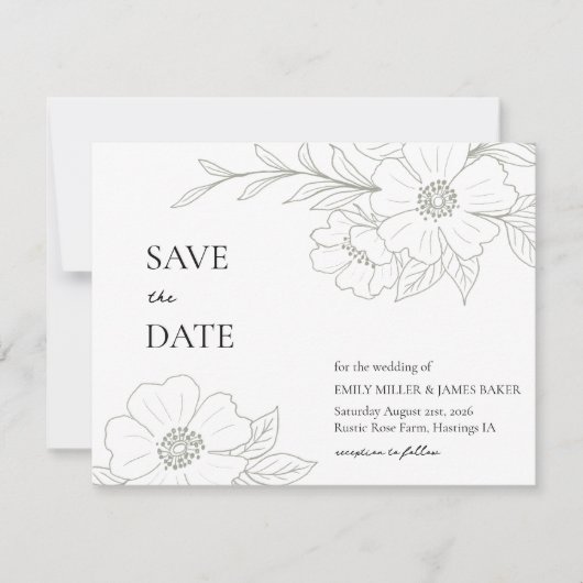 Wild Roos Sage Eenvoudig De datum opslaan Save The Date (Voorkant)