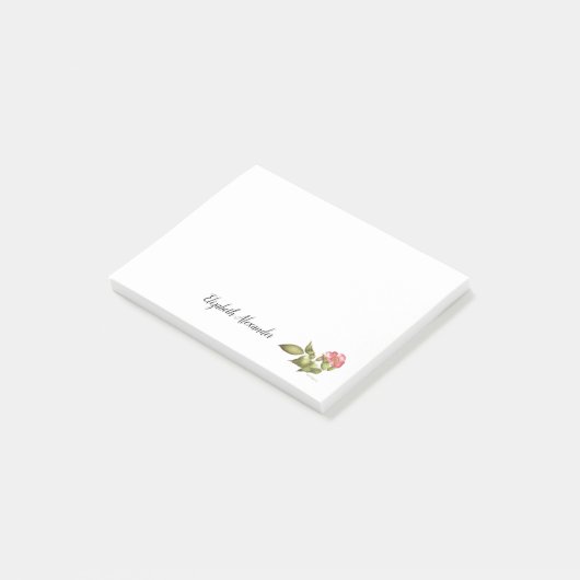 Wild roos waterverf met naamplaat post-it® notes (Schuin)