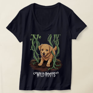 Wild Roots – Spooky Golden Retriever Garden Design T-shirt