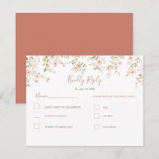 Wild Rose Country Bruiloft RSVP Kaartje (Voorkant / Achterkant)