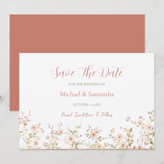 Wild Rose Country Bruiloft Save The Date (Voorkant / Achterkant)