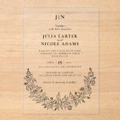 Wild Rose Floral Petals Garden Affair Wedding Acryl Uitnodigingen (Voorkant)