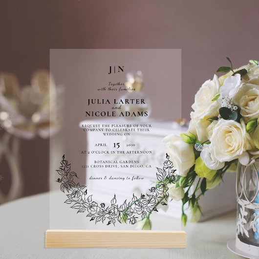 Wild Rose Floral Petals Garden Affair Wedding Acryl Uitnodigingen