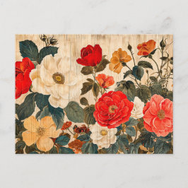 Wild Rose Mix on Weathered Wood Briefkaart