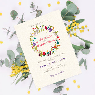 Wild Rose Woods Exotische Bloementuin Trouwfeest Kaart