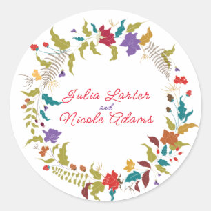 Wild Rose Woods Exotische Bloementuin Trouwlocatie Ronde Sticker