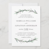 Wild Rosemary Botanical Wedding Invitation Kaart (Voorkant)