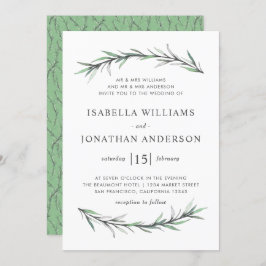 Wild Rosemary Botanical Wedding Invitation Kaart