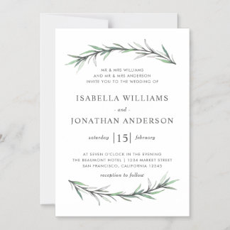 Wild Rosemary Botanical Wedding Invitation Magnetische Uitnodiging