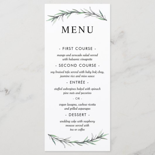 Wild Rosemary Botanical Wedding Menu (Voorkant)