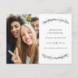 Wild Rosemary Botanical Wil je mijn bruidsmeisje z Uitnodiging Briefkaart