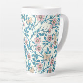 Wild roses and butterflies /pink/blue/off white latte mok (Rechterhoek)