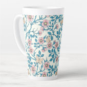 Wild roses and butterflies /pink/blue/off white latte mok (Linkerhoek)