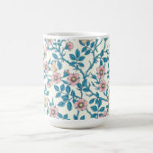 Wild roses and butterflies /pink/blue/off white magische mok (Midden)