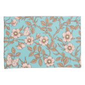 Wild roses and butterflies /pink/brown/pool kussensloop (Voorkant-Rechts)
