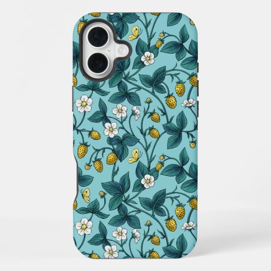 Wild roses and butterflies /pink/pale green/yellow iPhone hoesje (Achterkant)