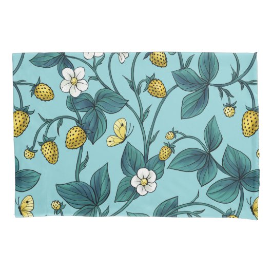 Wild roses and butterflies /pink/pale green/yellow kussensloop (Voorkant-Links)