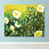Wild Roses, popular painting by Vincent van Gogh Canvas Afdruk (Insitu (Houten vloer))